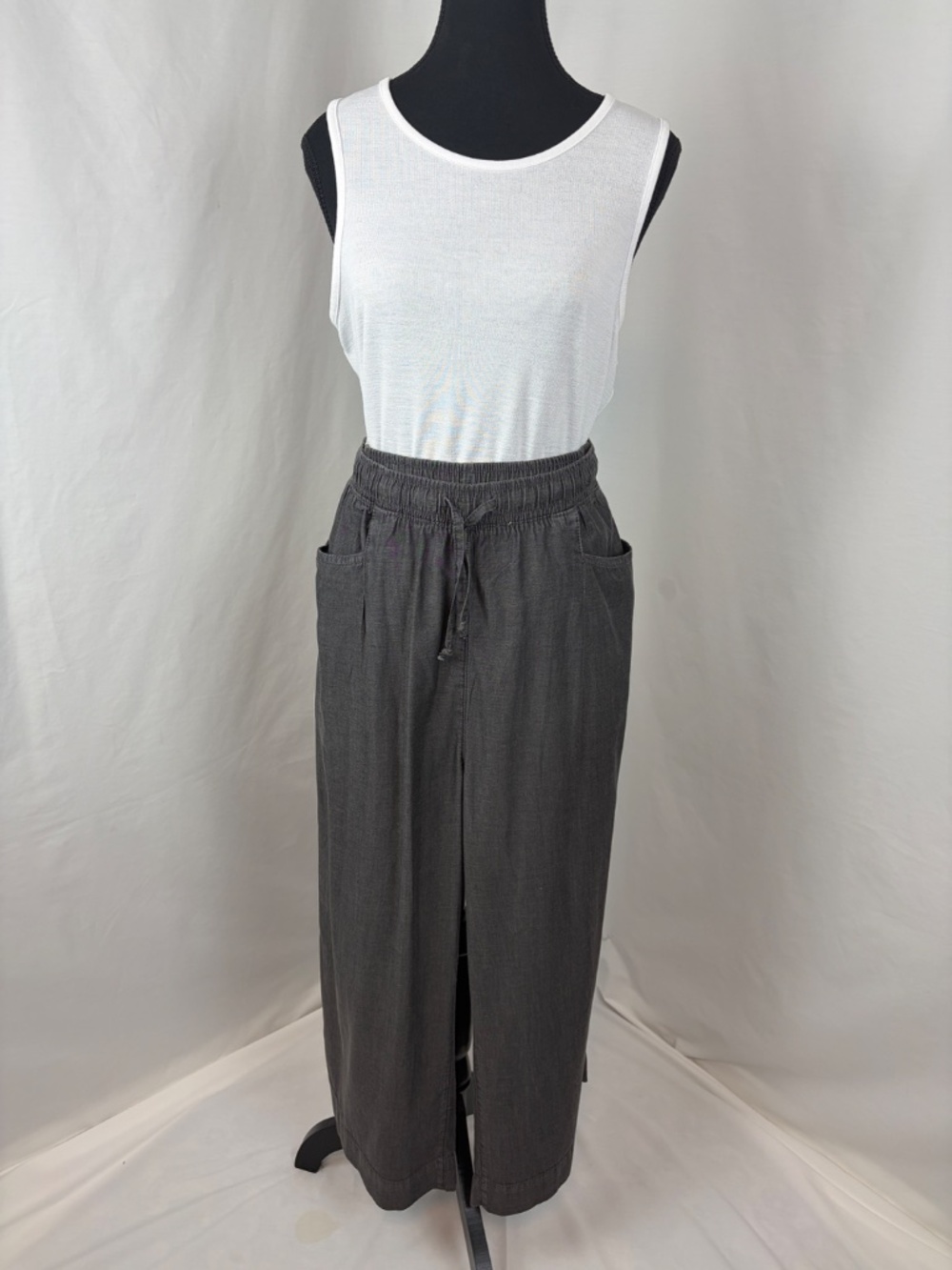 Denver Hayes High-Rise Wide Leg Crop Pant Grey Size XL